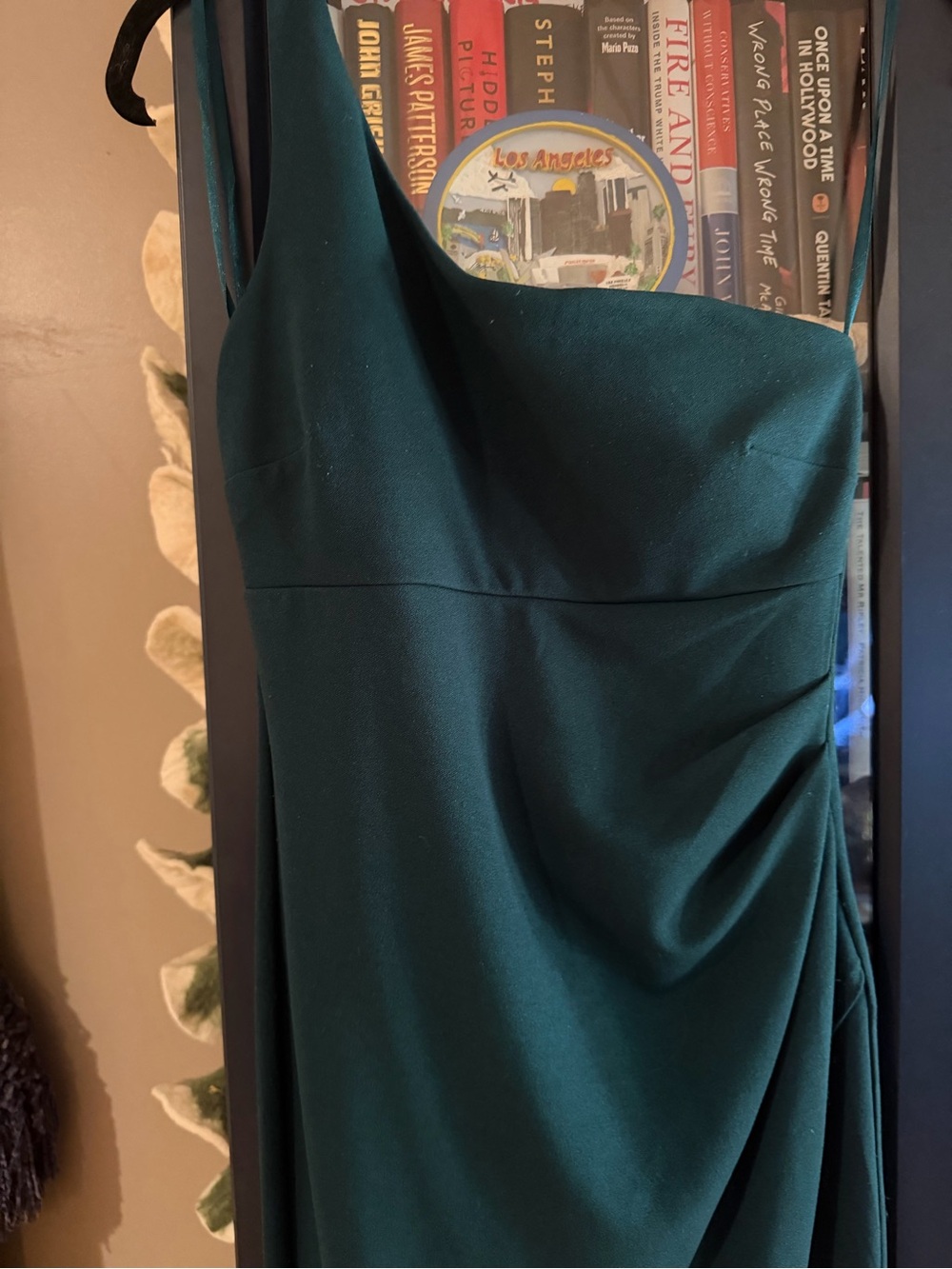 Windsor Teal One-Shoulder Draped Evening Dress
